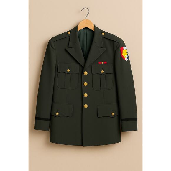 US Army 60 70s Class A Service Coat SETAF Italy Patch Vintage Military Jacket 40 - Picture 15 of 15